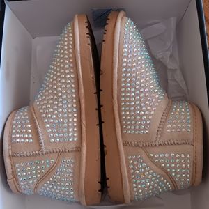 Iridescent Bling Fleece Lined Ankle Boots